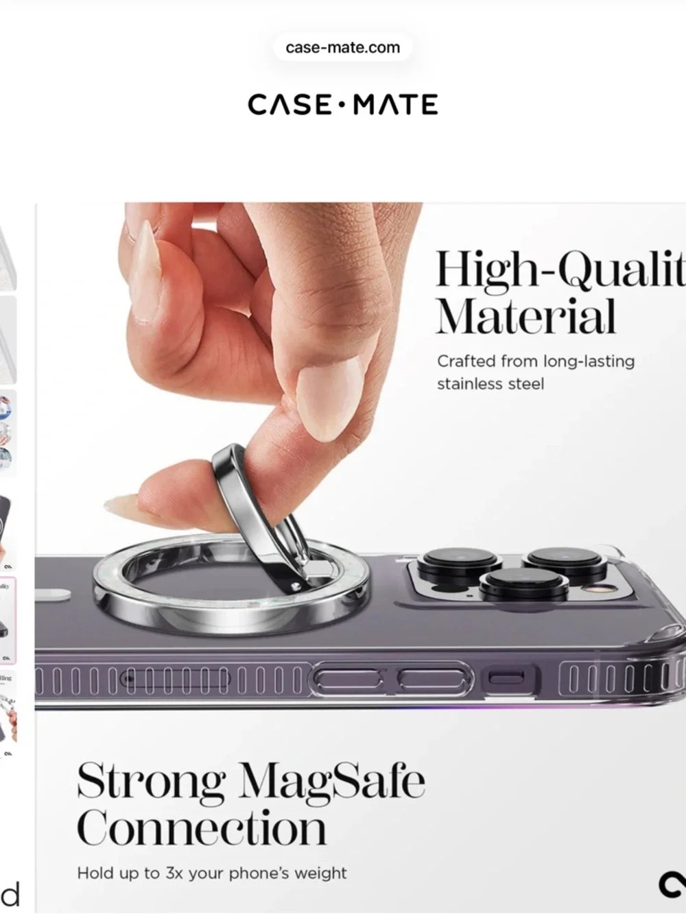NIB case-mate Magnetic Ring Stand - Silver Twinkle Diamond design